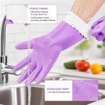 Elgood Reusable Dishwashing Cleaning Gloves with Latex free, Cotton lining,Kitchen Gloves 2 Pairs,Purple+blue Medium - Image 3
