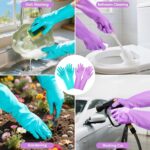 Elgood Reusable Dishwashing Cleaning Gloves with Latex free, Cotton lining,Kitchen Gloves 2 Pairs,Purple+blue Medium - Image 7