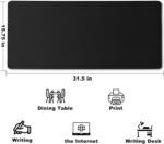Large Mouse Pad, Desk Mat Office Desk Pad Gaming Mouse Pad with Stitched Edges, 31.5" x 15.7" Mousepad with Non-Slip Waterproof Rubber Base for PC Laptop Desk Home Office Accessories, Black - Image 3