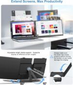 Laptop Screen Extender, Ultra-Thin 14" FHD 1080P Portable Monitor for Laptop, 1.3lbs Lightweight Dual Monitor Extender Plug & Play for 13"-17" Laptops, Compatible with Wins/Mac/Android/Chrome - Image 8