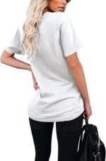 WIHOLL Women Summer T Shirts Short Sleeve Rounded V Neck Pocket Tee Tops - Image 4
