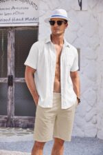 COOFANDY Mens Casual Shirts Short Sleeve Button Down Shirts Fashion Textured Summer Beach Shirt - Image 5