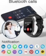 Smart Watches for Women Men (Answer/Make Calls, 3 Bands), 1.85" Fitness Tracker Watch for iPhone/Android Phones with Heart Rate Monitor Sleep/Steps Tracker 100+ Sports Pedometer Waterproof (Black) - Image 4