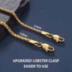 Jewlpire Italian Silver Wheat Chain/14k Gold Chain Necklace for Men, 2.5mm 3mm Chains for Men, Stainless Steel Necklace Chains for Men and Women, Mens Chain Necklace 16 18 20 22 24 26 Inch - Image 4