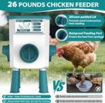 Chicken Feeder and Waterer Set - 3 Gallon/26.5 Pounds, Automatic Chicken Waterer with 4 Cups & 3 Feeder Ports, No Waste Poultry Feeder & Waterer, Chicken Coop Accessories for Hens/Ducks/Poultry - Image 4
