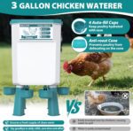 Chicken Feeder and Waterer Set - 3 Gallon/26.5 Pounds, Automatic Chicken Waterer with 4 Cups & 3 Feeder Ports, No Waste Poultry Feeder & Waterer, Chicken Coop Accessories for Hens/Ducks/Poultry - Image 5