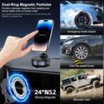 Vacuum Magnetic Suction Phone Holder, Foldable and Retractable Hands-Free Suction Cup Phone Mount for Car/Gym/Mirror/Smooth Surface, Compatible with iPhone Android and All Smartphones (Black) - Image 5