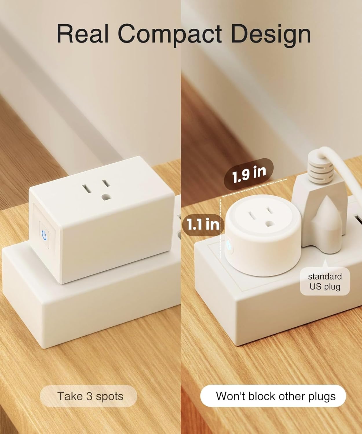 GHome Smart 5G 15A Smart Plug Work with Alexa and Google Home, WiFi Smart Plugs Smart Home WiFi Outlet with Remote Control & Timer, 5GHz and 2.4GHz Wi-Fi Compatible, ETL FCC Listed, White, 4 Pack - Image 4