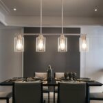 Island Light for Kitchen, Brushed Nickel Dining Room Light Fixture Over Table, 4-Light Linear Chandelier Pendant Lighting for Dining Table Kitchen Island Living Room - Image 3
