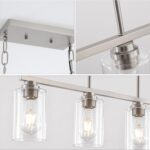 Island Light for Kitchen, Brushed Nickel Dining Room Light Fixture Over Table, 4-Light Linear Chandelier Pendant Lighting for Dining Table Kitchen Island Living Room - Image 5