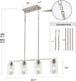 Island Light for Kitchen, Brushed Nickel Dining Room Light Fixture Over Table, 4-Light Linear Chandelier Pendant Lighting for Dining Table Kitchen Island Living Room - Image 6