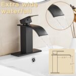 Fransiton Black Waterfall Bathroom Faucet Lavatory Single Handle 1 or 3 Hole Bathroom Sink Faucet Washbasin Faucet with Deck and Pop-up Drain - Image 4