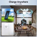 Portable Solar Ceiling Fan with Light & Remote, Dual Type-C/Solar Charging, 3CCT, 5 Brightness, 3 Speeds, 2/4/8H Timer, Tool-Free Setup, 30dB Quiet, Memory Function, 18.5" for Camping, Outdoor - Image 3
