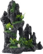 Large Fish Tank Decorations - Mountain View Aquarium Ornament with Tree House Cave Bridge,Resin, 10.24x9.45x5.12 inches, C - Image 5