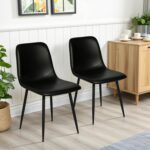 CangLong Black Dining Chairs Set of 2 , PU Leather Modern Armless Kitchen Dining Room Chairs , Upholstered Accent Side Chairs with Metal Legs for Kitchen & Living Room - Image 6