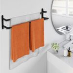 Double Towel Bar, 24Inch Towel Rack for Bathroom, Stainless Steel Double Bath Towel Bar, Wall Mounted Towel Holder, Double Towel Rod Towel Rail Hanger for Wall, Kitchen (Matte Black) - Image 5