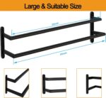 Double Towel Bar, 24Inch Towel Rack for Bathroom, Stainless Steel Double Bath Towel Bar, Wall Mounted Towel Holder, Double Towel Rod Towel Rail Hanger for Wall, Kitchen (Matte Black) - Image 7