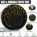 100 PCS Disposable Paper Plates for Party Supplies, Black and Gold Dessert/Cake Plates, Heavy Duty Gold Plate for Party, Birthday, Graduation, Wedding, Engagement, Baby Shower, All Anniversary (7IN) - Image 5
