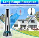 2025 Digital TV Antenna for Smart TV - Indoor HDTV Antennas, 300+ Miles Range, Supports 8K 4K 1080p TVs, Strongest Reception for Local Channels - Includes 8.2ft Coax Cable (Silver Grey) - Image 7