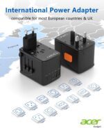 Acer Universal Travel Plug Adapter - International Power Adapter with 5 USB Ports (3 USB C) 5.8A, Worldwide Outlet Charger for USA to European UK France Germany Spain, Type C/E/F/G/I/L/A, Black - Image 3