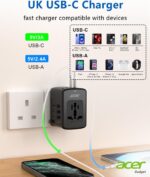 Acer Universal Travel Plug Adapter - International Power Adapter with 5 USB Ports (3 USB C) 5.8A, Worldwide Outlet Charger for USA to European UK France Germany Spain, Type C/E/F/G/I/L/A, Black - Image 5