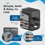 Universal Travel Power Adapter, Ceptics 6 in 1 Worldwide International Wall Charger with 2X USB-A - 3X USB-C 6A, Travel Power Adapter for for USA EU UK AUS Mobiles Laptops Cameras, UP-30KU-BL - Image 9