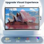Portable Monitor, 16 Inch FHD 1200P, 360° Rotating Detachable Stand, Plug&Play Travel Monitor for Laptop, Ultra-Thin Zero Frame, Premium Smart Cover, Portable Screen for Laptop/PC/Mac - Image 3