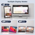 Portable Monitor, 16 Inch FHD 1200P, 360° Rotating Detachable Stand, Plug&Play Travel Monitor for Laptop, Ultra-Thin Zero Frame, Premium Smart Cover, Portable Screen for Laptop/PC/Mac - Image 4