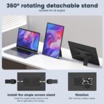 Portable Monitor, 16 Inch FHD 1200P, 360° Rotating Detachable Stand, Plug&Play Travel Monitor for Laptop, Ultra-Thin Zero Frame, Premium Smart Cover, Portable Screen for Laptop/PC/Mac - Image 5