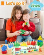 Montessori Toys for 1 2 3 Year Old Boy Girl, Toys for Ages 2-4 Toddlers Kids Baby, 1 2 Year Old Birthday Gifts, Wooden Learning Puzzles Shape Sorter Toy for Toddlers 1-3 - Image 3