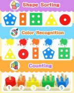 Montessori Toys for 1 2 3 Year Old Boy Girl, Toys for Ages 2-4 Toddlers Kids Baby, 1 2 Year Old Birthday Gifts, Wooden Learning Puzzles Shape Sorter Toy for Toddlers 1-3 - Image 4