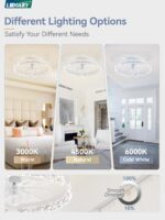 LEDIARY 20 Inch Low Profile Ceiling Fans with Lights and Remote, Fandelier Ceiling Fan Flush Mount, 3000K-6000K Dimmable LED Fan Light, White Modern Ceiling Fans with Lights for Bedroom - Image 3