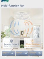 LEDIARY 20 Inch Low Profile Ceiling Fans with Lights and Remote, Fandelier Ceiling Fan Flush Mount, 3000K-6000K Dimmable LED Fan Light, White Modern Ceiling Fans with Lights for Bedroom - Image 4