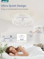 LEDIARY 20 Inch Low Profile Ceiling Fans with Lights and Remote, Fandelier Ceiling Fan Flush Mount, 3000K-6000K Dimmable LED Fan Light, White Modern Ceiling Fans with Lights for Bedroom - Image 5