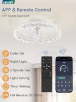 LEDIARY 20 Inch Low Profile Ceiling Fans with Lights and Remote, Fandelier Ceiling Fan Flush Mount, 3000K-6000K Dimmable LED Fan Light, White Modern Ceiling Fans with Lights for Bedroom - Image 6