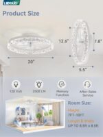 LEDIARY 20 Inch Low Profile Ceiling Fans with Lights and Remote, Fandelier Ceiling Fan Flush Mount, 3000K-6000K Dimmable LED Fan Light, White Modern Ceiling Fans with Lights for Bedroom - Image 7