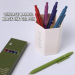 Gel Pens, 5 Pcs 0.5mm Black Ink Pens Fine Point Smooth Writing Pens with Silicone Grip, High-End Series Metal Clip Retractable Pens for Journaling Note Taking (Vintage) - Image 7