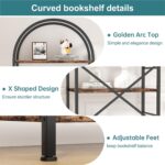 Shintenchi Bookshelf, Arched Bookshelf 5 Tier Bookcase, Tall Shelf for CDs/Books, Home Office Shelf Storage Organizer, Modern Book Shelf for Bedroom/Living Room, Rustic Brown - Image 5