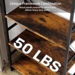 Shintenchi Bookshelf, Arched Bookshelf 5 Tier Bookcase, Tall Shelf for CDs/Books, Home Office Shelf Storage Organizer, Modern Book Shelf for Bedroom/Living Room, Rustic Brown - Image 7