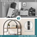 Shintenchi Bookshelf, Arched Bookshelf 5 Tier Bookcase, Tall Shelf for CDs/Books, Home Office Shelf Storage Organizer, Modern Book Shelf for Bedroom/Living Room, Rustic Brown - Image 8