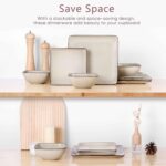 Herogo Stoneware Plates and Bowls Sets for 4, 12 Pieces Modern Square Dinnerware, Reactive Glaze Dishes Set for Kitchen, Chip Resistant, Microwave & Dishwasher Safe, Cream Khaki - Image 4