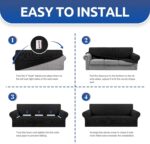 KEKUOU Stretch Sofa Cover Slipcover ，Couch Covers for 3 Cushion Couch Sofa pet Friendly (78"-94") Furniture Protector Sofa with Elastic Bottom for Kids,Dog, Jacquard Small Checked(Large,Black) - Image 8