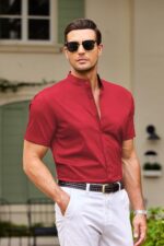COOFANDY Muscle Fit Dress Shirts for Men Banded Collar Casual Button Down Shirts - Image 3