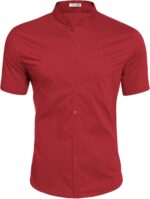 COOFANDY Muscle Fit Dress Shirts for Men Banded Collar Casual Button Down Shirts - Image 4