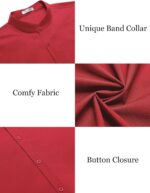 COOFANDY Muscle Fit Dress Shirts for Men Banded Collar Casual Button Down Shirts - Image 7