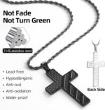 Romass 2Pcs Cross Necklace for Men Boys, American Flag Bible Verse Stainless Steel Silver Black Crosses Necklaces Pendant Chain Jewelry Box Gifts - Image 4