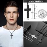 Romass 2Pcs Cross Necklace for Men Boys, American Flag Bible Verse Stainless Steel Silver Black Crosses Necklaces Pendant Chain Jewelry Box Gifts - Image 6