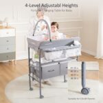 Maydolly Baby Changing Table, Portable Folding Changing Table with Wheels, Waterproof and Adjustable Height, Premium Diaper Changing Station with Two Drawers, Mobile Nursery for Newborn (Grey) - Image 4