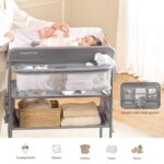 Maydolly Baby Changing Table, Portable Folding Changing Table with Wheels, Waterproof and Adjustable Height, Premium Diaper Changing Station with Two Drawers, Mobile Nursery for Newborn (Grey) - Image 6