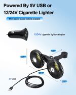 Dual Head Car Cooling Fan for Back Seat, Battery Powered Rechargeable Usb Car Seat Headrest Fan for Baby Dog Rear Facing, 12V Car Accessories Cooler That Blow Cold Air for Sedan Suv Rv Truck - Image 7